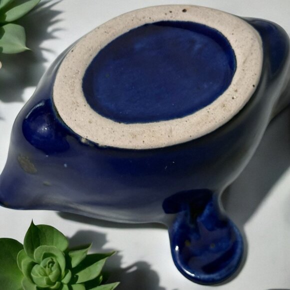 Vintage BLUE Pottery Gravy Boat Fat Separator - Fredericksburg CA - Picture 7 of 8